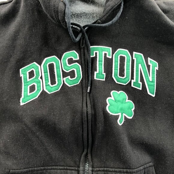 Ritchie's Sportswear Mens Boston Hoodie Sweatshirt Medium Black Embroidered Y2K - Picture 7 of 11
